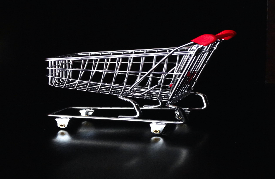 A shopping cart, with black background