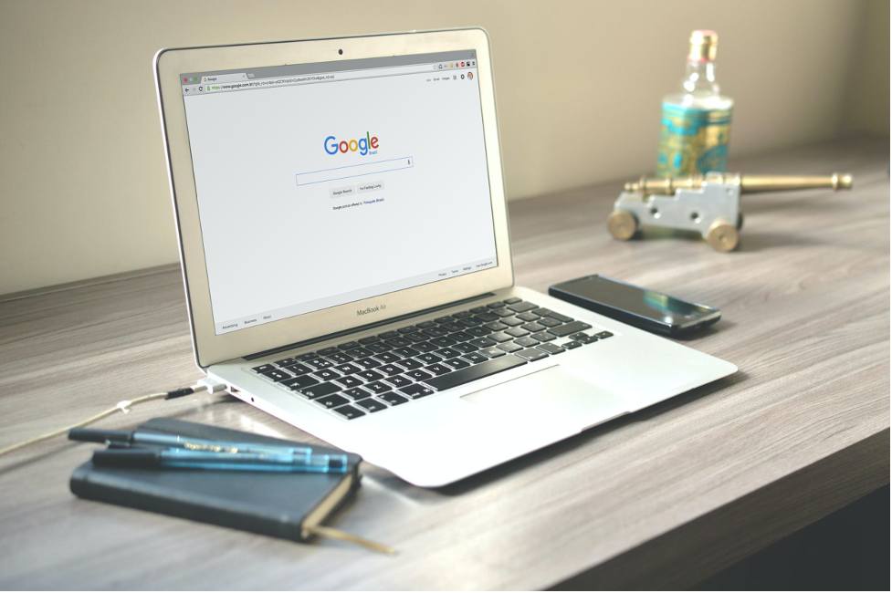 laptop screen displaying google search engine